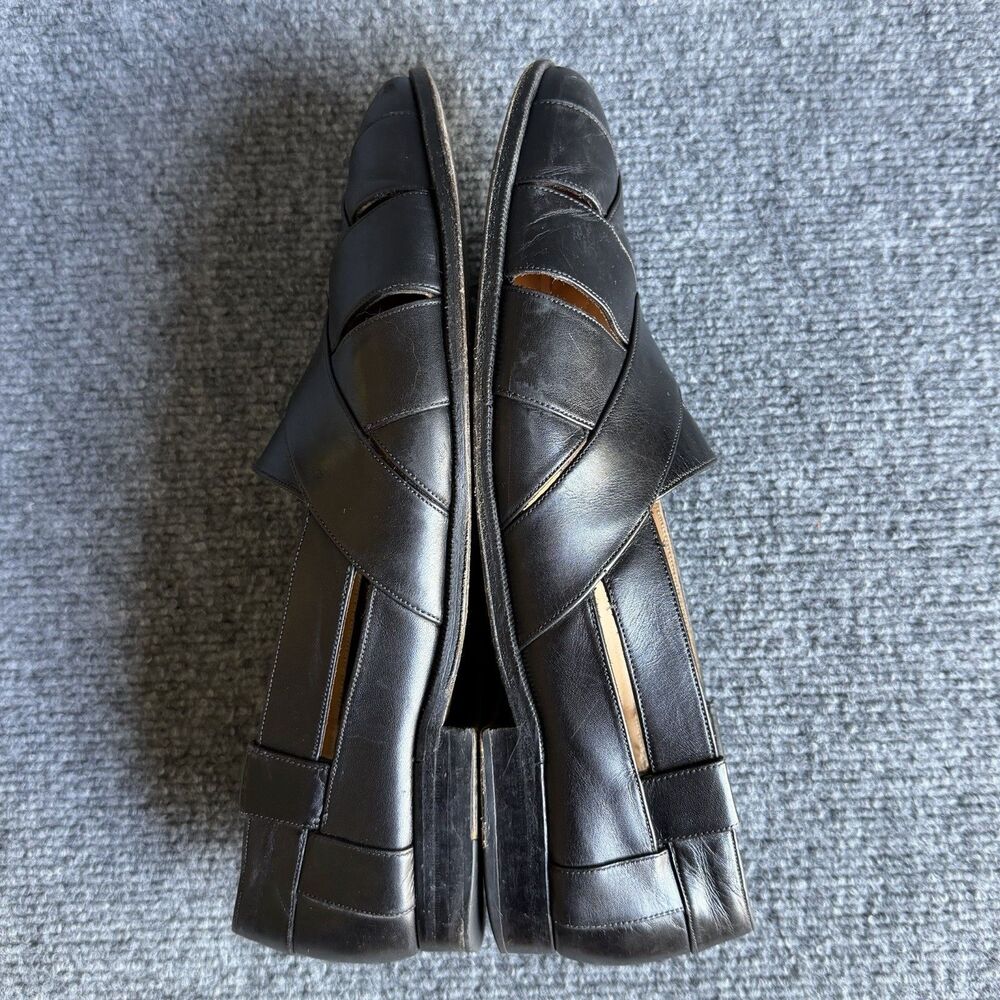 Brassboot Made in Spain Fisherman Shoes Mens 10 M Black Leather Woven Slip On - Picture 8 of 15